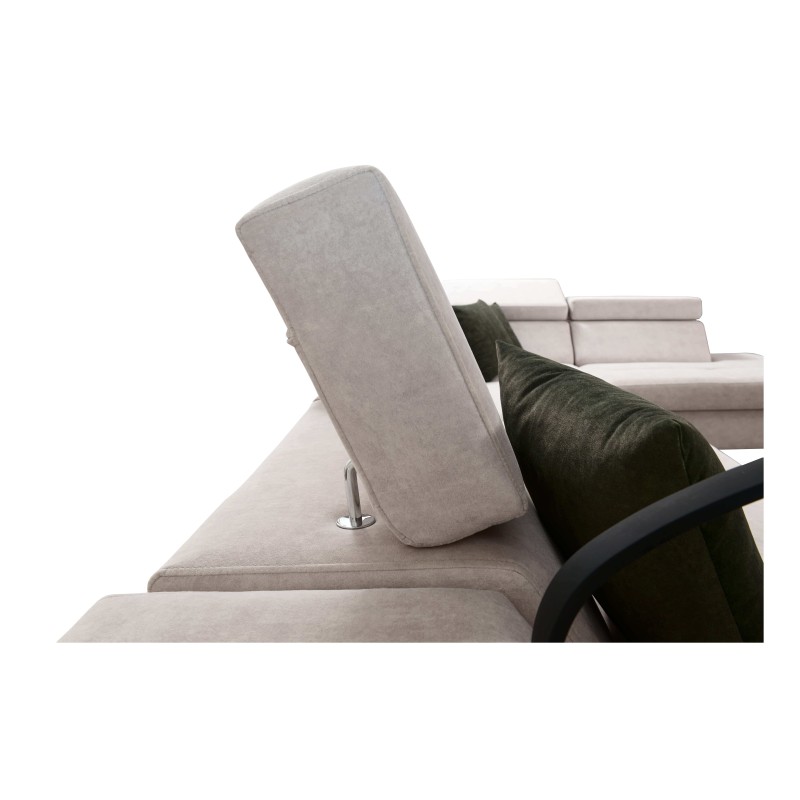 Luxus-Ecksofa in U-Form Avanti VI mit Schlaffunktion - Velours, Whisper 5 + Kunstleder