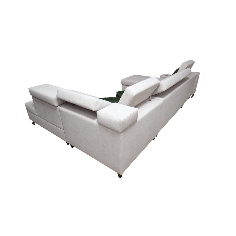 Luxus-Ecksofa in U-Form Avanti VI mit Schlaffunktion - Velours, Whisper 5 + Kunstleder