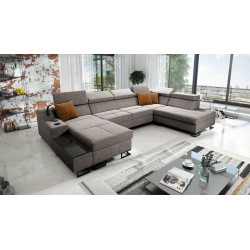 Luxury U-Shaped Avanti VI Sofa with Sleeping Function - Velvet, Whisper 5