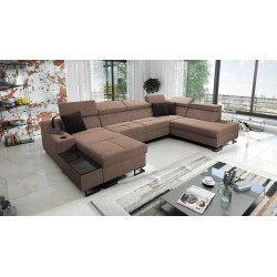 Luxury U-Shaped Avanti VI Corner Sofa with Sleeping Function - Velvet, Sawana 25