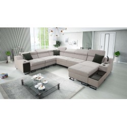 Avanti VIII U-Shaped Sofa with Sleeping Function and USB Lamp - Velvet, Whisper 16 - Check it out!