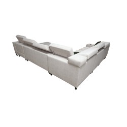 Avanti VIII U-Shaped Sofa with Sleeping Function and USB Lamp - Velvet, Whisper 5 + Black Eco-Leather - Check it out!