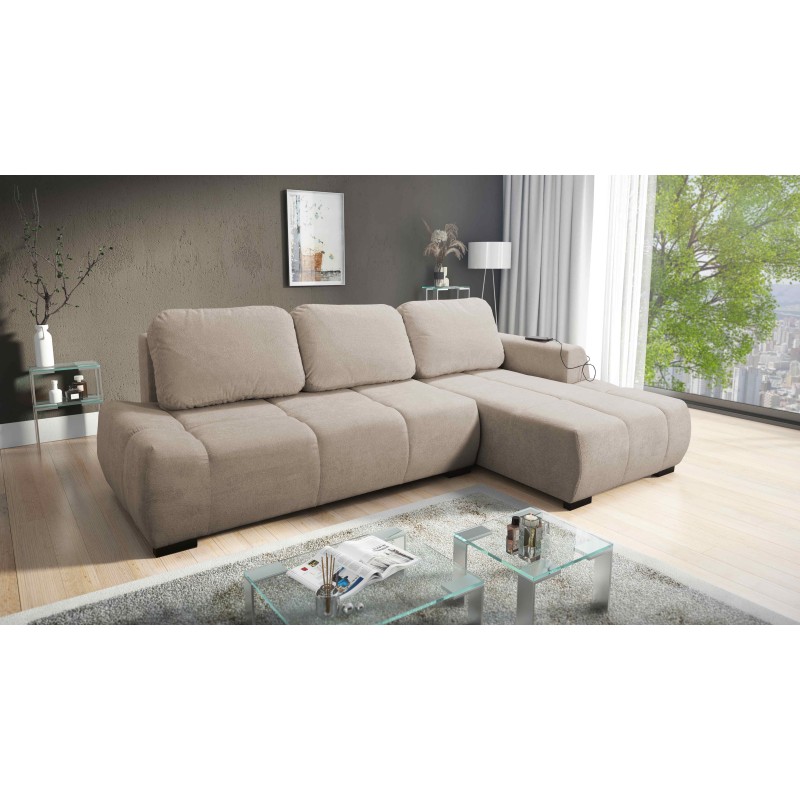 Oscar corner sofa with sleeping function and USB port – Comfort and style in your living room