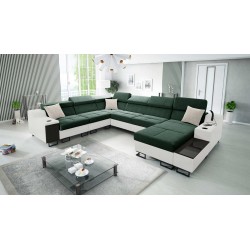 Avanti VIII U-shaped sectional with sleeping function and USB lamp - Velvet, Whisper 11 + Eco-leather - Check it out!