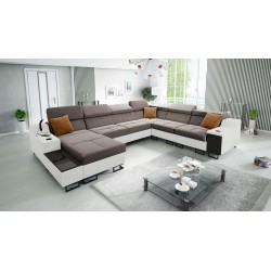 Corner Sofa U Avanti VIII with Sleeping Function and USB Lamp - Velvet, Whisper 5 + Eco-leather - Check it out!
