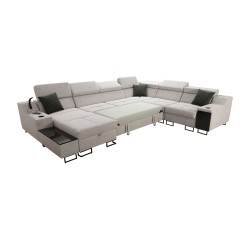 Corner Sofa U Avanti VIII with Sleeping Function and USB Lamp - Velvet, Whisper 5 + Eco-leather - Check it out!