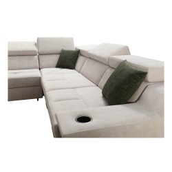 Ecksofa U Avanti VIII mit Schlaffunktion und USB-Lampe - Samt, Whisper 5 + Kunstleder - Überprüfen!