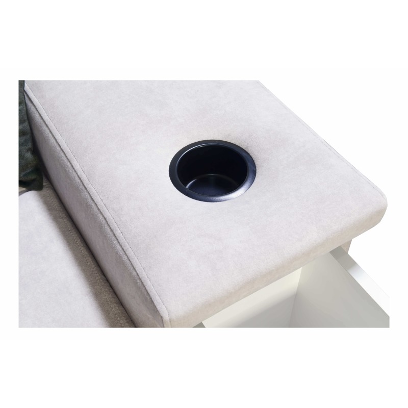 Sofá esquinero en forma de U Avanti VIII con función de cama y lámpara con USB - Terciopelo, Whisper 5 + Eco-cuero negro - ¡Comp