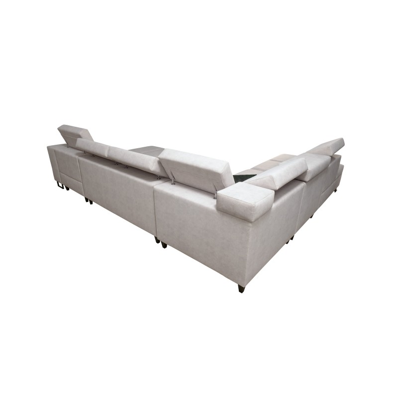 U-shaped Avanti X sectional sofa with a sleeping function and USB lamp | Velvet, Whisper 3 + Black Eco-leather
