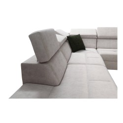 U-shaped Avanti X sectional sofa with a sleeping function and USB lamp | Velvet, Whisper 3 + Black Eco-leather