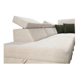 Sofá en forma de U Avanti X con función de cama y lámpara USB | Terciopelo, Whisper 5 + Eco-cuero