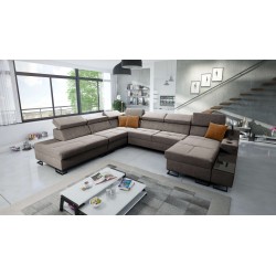 U-förmiges Sofa Avanti X mit Schlaf- und USB-Lampenfunktion | Velours, Whisper 5