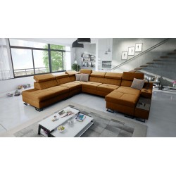 U-förmiges Sofa Avanti X mit Schlaffunktion und USB-Lampe | Velours, Whisper 9